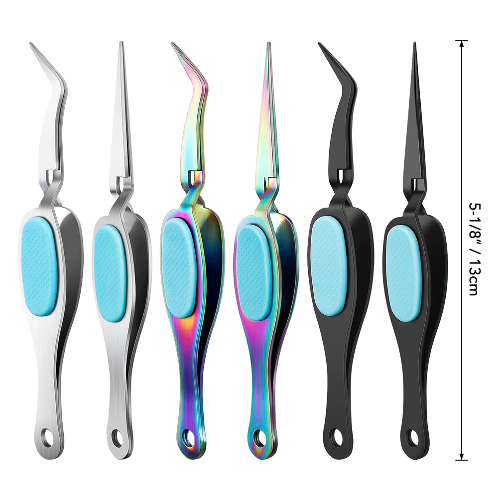 1pc Curved/Straight Fine-Tip Reverse Grip Craft Tweezers for Picking Sequins Beads Heat Embossing Project Stainless Steel Tool craft tweezers