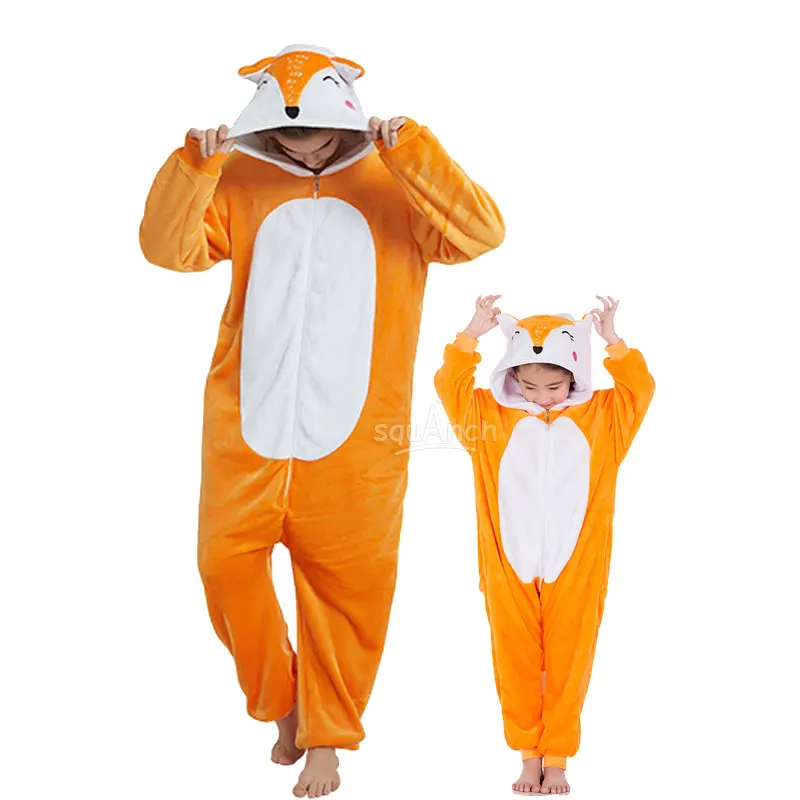 Halloween Family Matching Outfits Fox Onesie Mother Kids Pigiama Kigurumis Christmas Jumpsuit Festival Party Animal Salopette