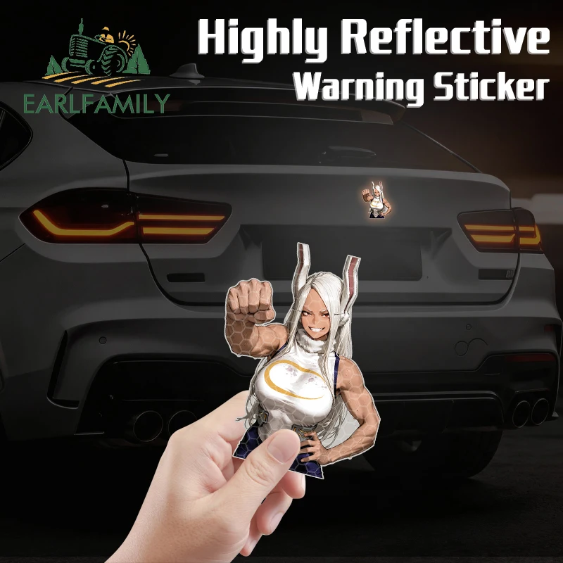EARLFAMILY Muscle Mirko Reflective Stickers Hot Anime Item Computer Cooler Decal Waterproof Vinyl PVC Storage Flask Water Bottle