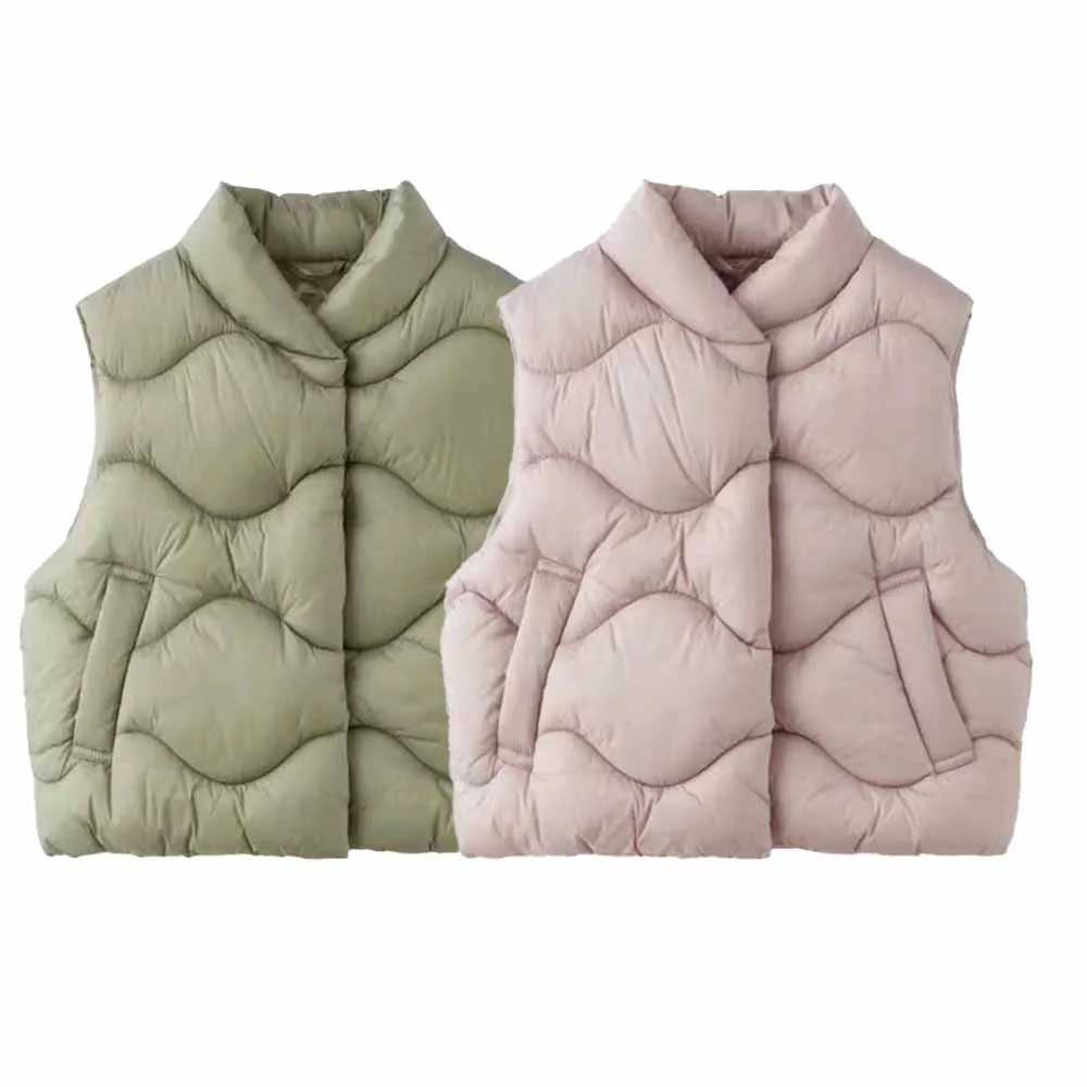 

Children's Wear Autumn and Winter New Fashion Joker Loose Version Thick Warm Stand Collar Cotton-padded Jacket Vest Button Top.