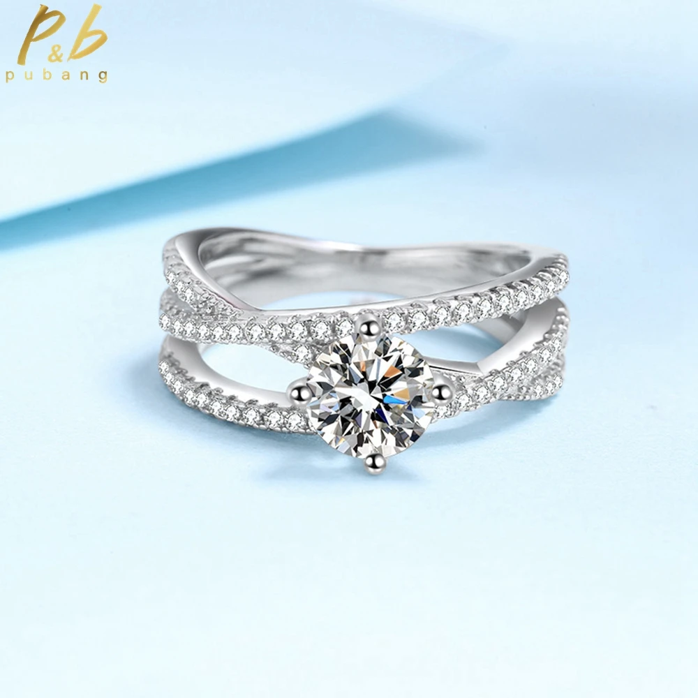 

PuBang Fine Jewelry Solid 925 Sterling Silver 18K White Gold Luxury Moissanite Diamond Ring for Women Wedding Gift Free Shipping