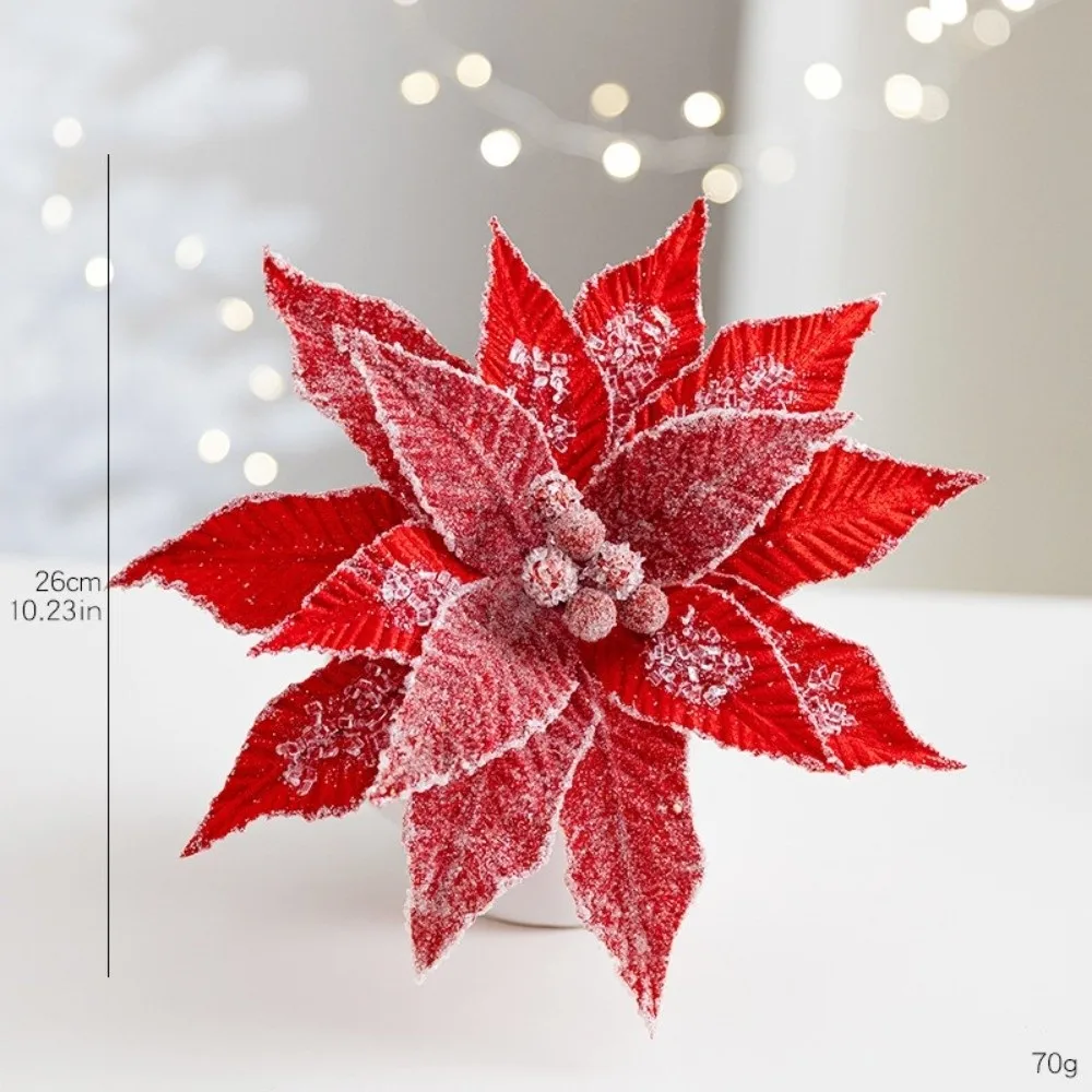 Faux Velvet Artificial Xmas Flower Large Size Vibrant Colors Festive Glitter Flower High-grade Merry Christmas