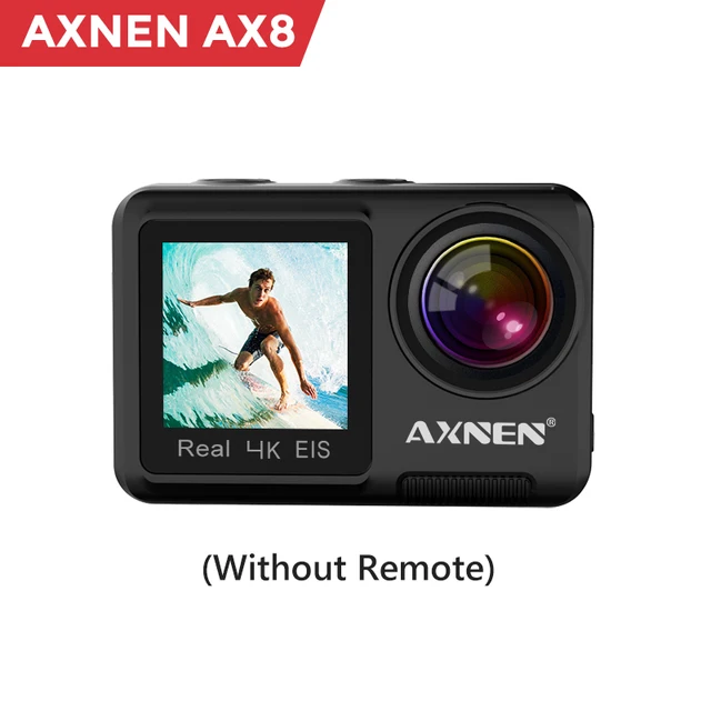 AXNEN 4K Waterproof Action Camera, EIS Anti Shake Video Sports Cameras,  with Touch Screen, Dual Screen Action Camera, Webcam