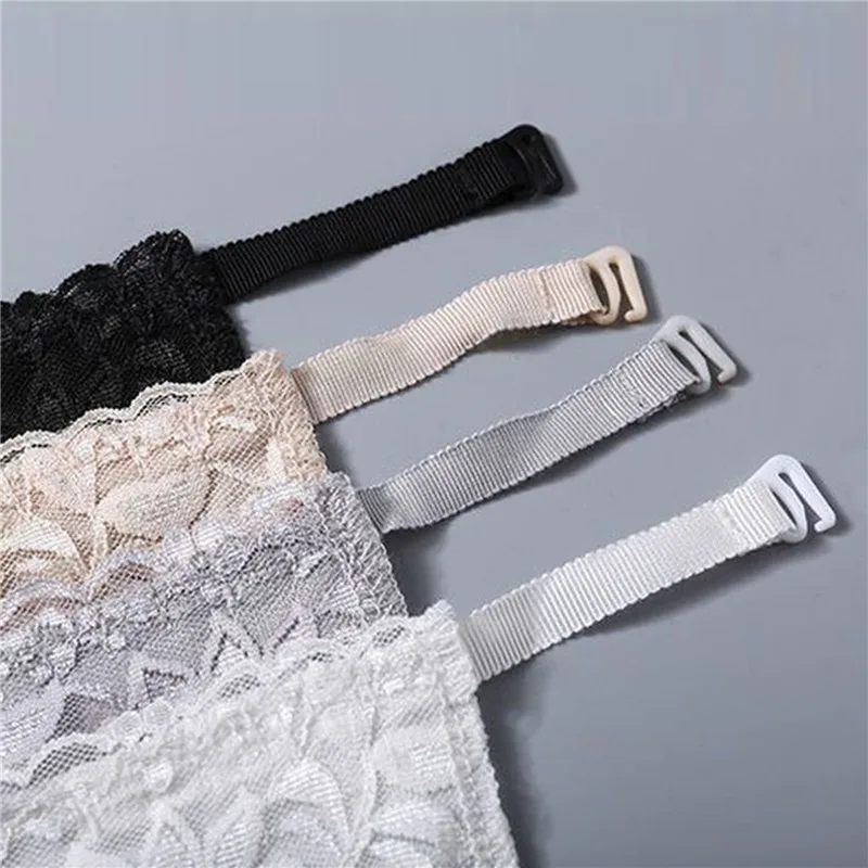 Women Lace Cleavage Cover Up Mock Camisole Bra Underwears Strapless Insert Wrapped Chest Invisible Clip-On Adjustable Tube Top