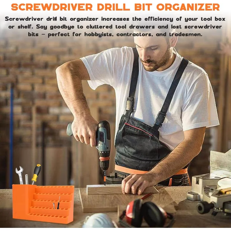 50홀 육각 드라이버 비트 보관함 1/4인치 임팩트 드라이버 비트 홀더 정리함 내구성 있는 공구함 DIY 및 작업장용