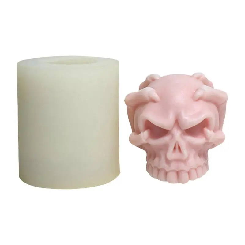 

Skull Candle Silicone Mold Epoxy DIY Desktop Ornament Decorative 3D Halloween Crafts Plaster Soap Resin Making Tools For Home