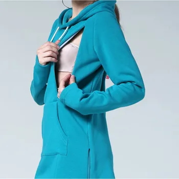 Autumn Winter Maternity Clothes Breastfeeding Tops Nursing Hoodies Thickened Warming Long Sleeve Pregnant Women Hoodie Sweater