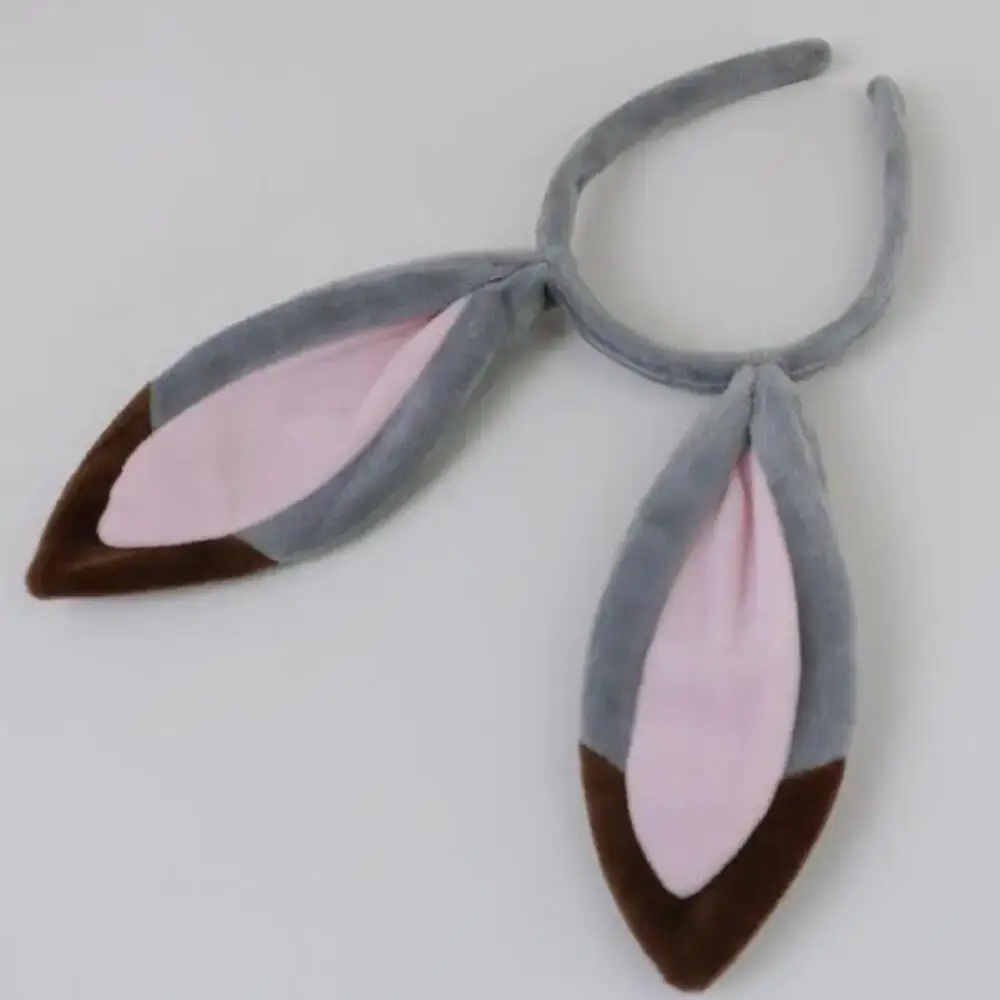 Bunny Girl Stirnband Cosplay Hasenohren Graue Plüsch-Ohrringe Kopfschmuck Biegbare Ohrringe Haarbänder Weihnachtsgeschenk Verkleidung – Detail 17