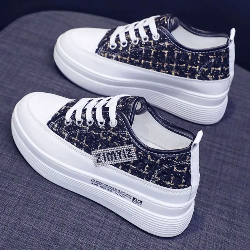 

Canvas Shoes Women's Sneakers 2023 Autumn New Style Thick Bottom Height Increasing Insole Breathable Casual Pumps