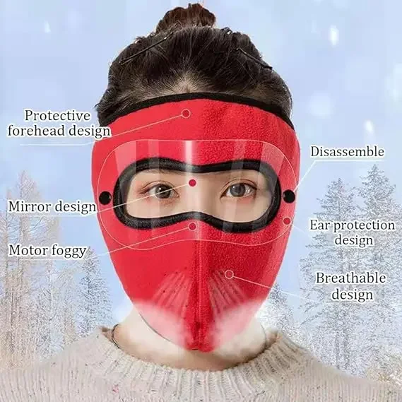 Winter Warm Face Mask with Goggles Anti Dust Cycling Bicycle Ski Mask for Men Women Cold Weather Outdoor Sportmask