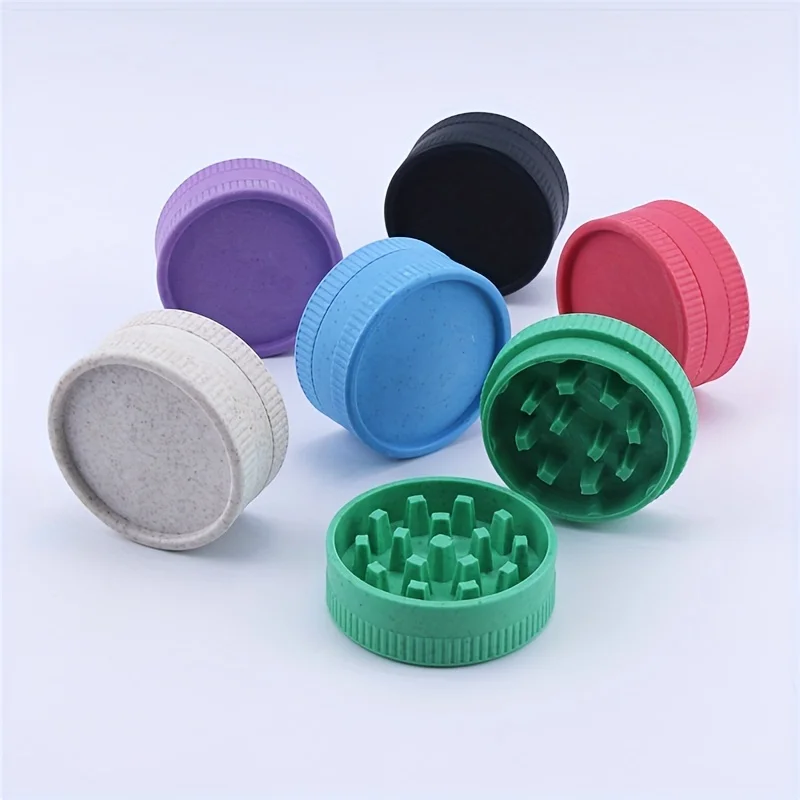 Portable 2-Layers 55MM Tobacco Grinder Biodegradable Plastic Herb Crusher Hemps Spice Shredder Smoking Accessories Kitchen Tools