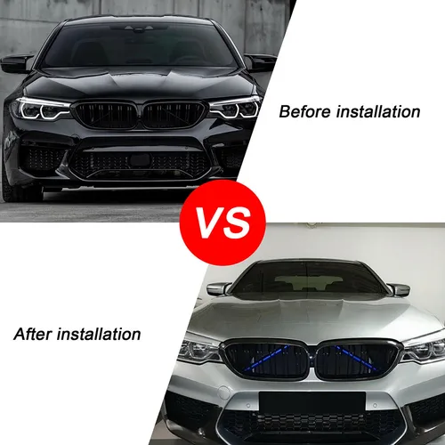 전면 그릴 커버 프레임 트림 스트립, 그릴 바 V 브레이스 랩, BMW F30 F31 F32 F33 F34 F35 용, 블루 장식 스트립, 2 개 2