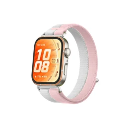 Sports Breathable Nylon Loop Strap for huawei fit 3 (White pink)