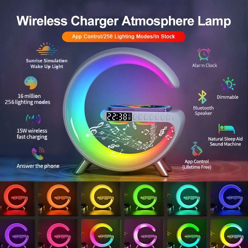 Led rgb night light atmosfera l mpada inteligente bluetooth app alto