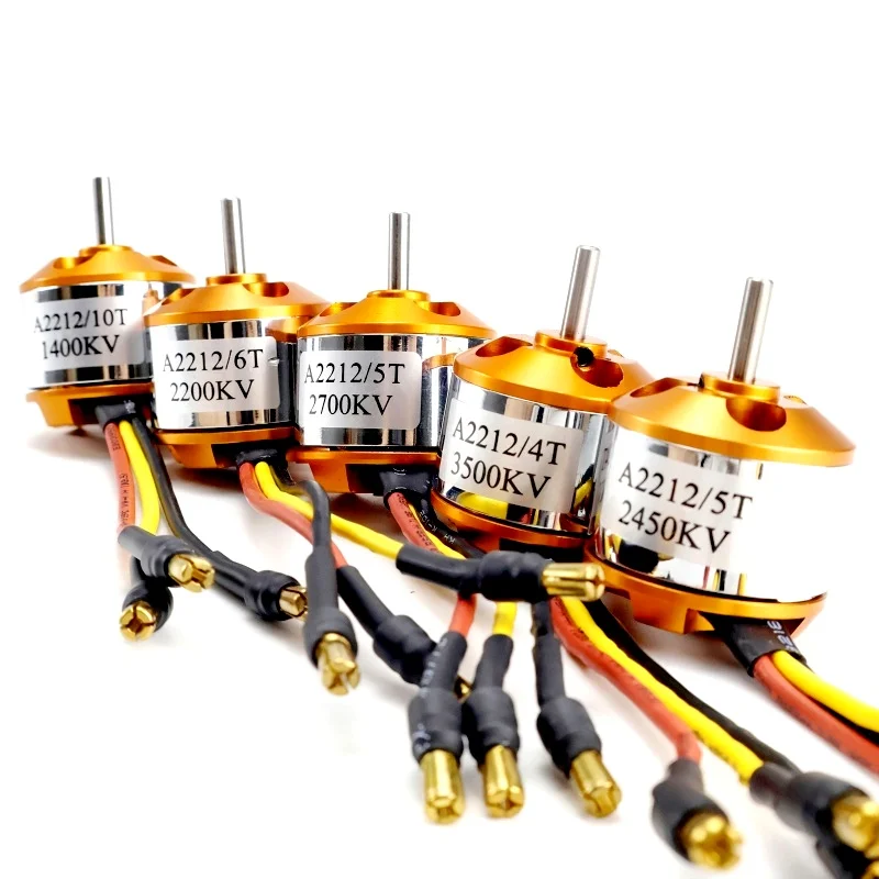 Moteur brushless 2212 pour drone, emballé dans un blister avec étiquette de spécifications.
