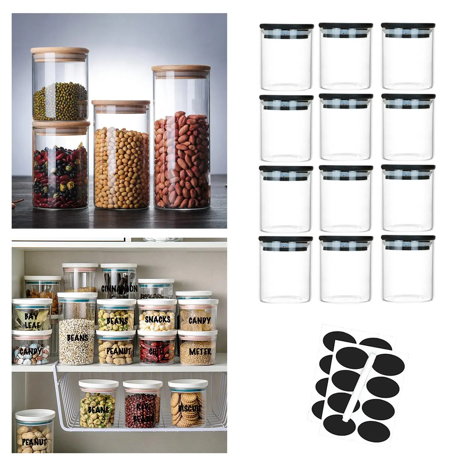 175ml Glass Kitchen Canisters with Airtight Lid Glass Storage Jars Kitchen  Organization for Flour Sugar Coffee Bean Candy Snack - AliExpress