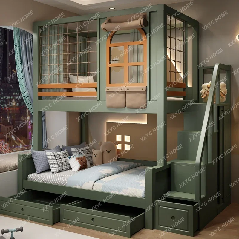 Children Beds Double Storage Space Loft Foldable Bunk Slide Design Mueble Infantil Bedroom Furniture