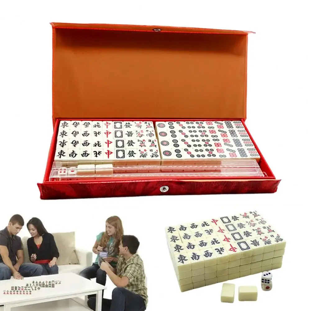 Mini Mahjong Set Compact Mahjong for Home Use Portable Mini Game Set for Travel Home Parties Lightweight On-the-go