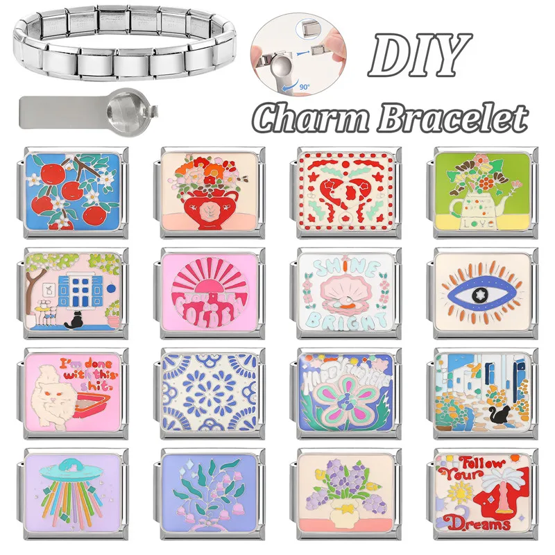 Creative Design Charm Bracelet Stainless Steel DIY Making Jewelry