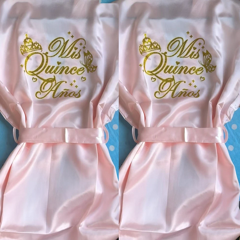 Mis Quince Años Quinceañera Robe Birthday Party Bathrobe Elegant Girls Celebration Gown for 15th Anniversary Ceremony 1