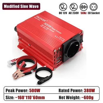 อินเวอร์เตอร์แปลงไฟ 300W-2000W จากไฟ DC 12V เป็นไฟ AC 220V-240V สำหรับรถยนต์ พร้อมเต้ารับแบบ EU ช่องเสียบ USB คู่ สำหรับชาร์จโทรศัพท์ ใช้ได้กับรถบ้านและกิจกรรมกลางแจ้ง ความถี่ 50Hz 10