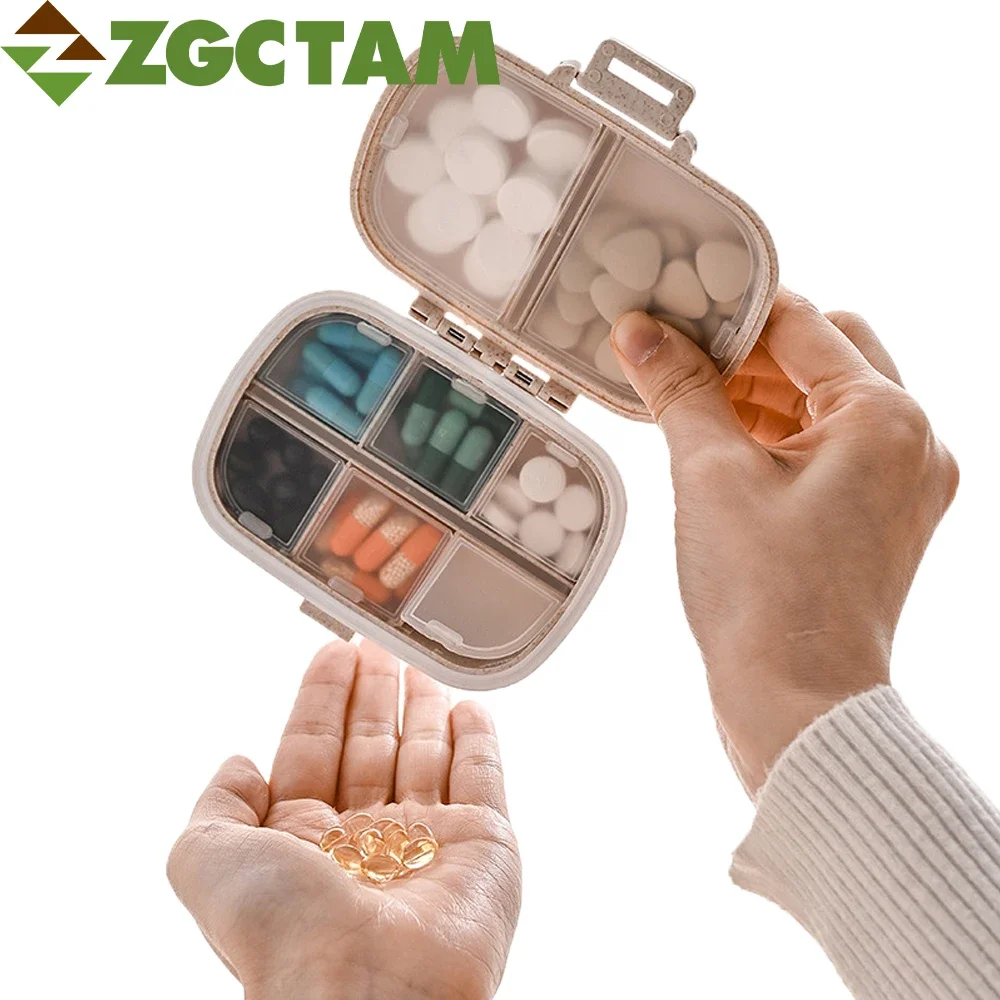 Organizer Per Pillole Da Viaggio, Custodia Per Medicinali Portatile A 8 Scomparti, Contenitore Per Pillole Giornaliero Per Contenere Vitamina, Olio Di