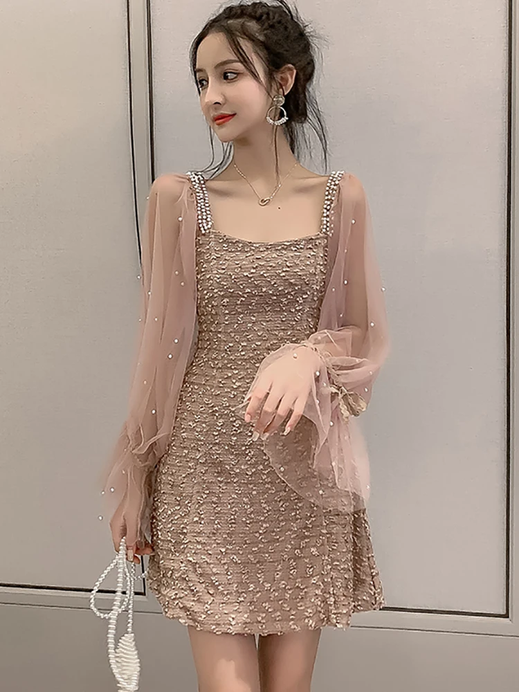 fitted lace wedding dress Korean Fashion Open Shoulder Long Sleeve Side Slit Bodycon Dress (Blue The fitted lace wedding dress Korean Fashion Open Shoulder Long Sleeve Side Slit Bodycon Dress (Blue The