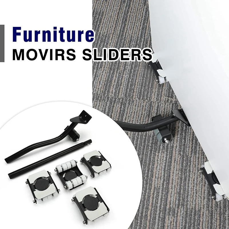 4 Pack Heavy Duty Furniture Lifter Lever Roller Wheels Sliders 660 Lbs Load Capacity Appliance 3