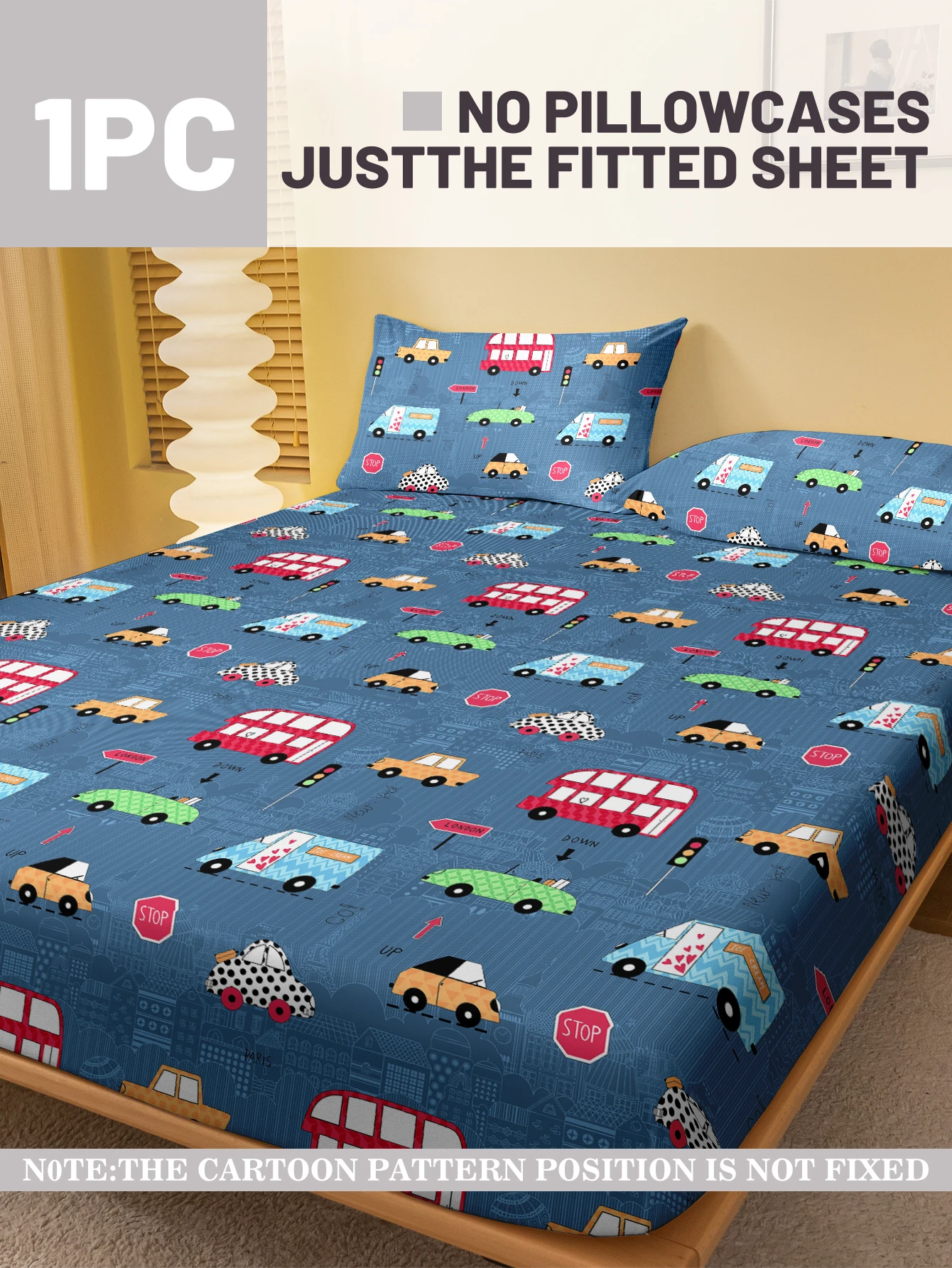 1 cartoon fun printed matte Fitted Sheet, bedroom printed bed cover, bedding (excluding pillowcases) 2