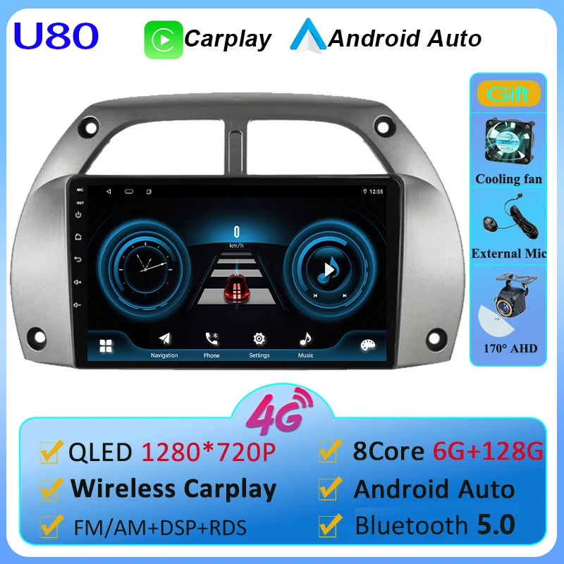 Autoradio Android 13 Per Toyota RAV4 2001-2006 - 9 Pollici Touchscreen - 4G+64G - Wireless CarPlay - Foto 2