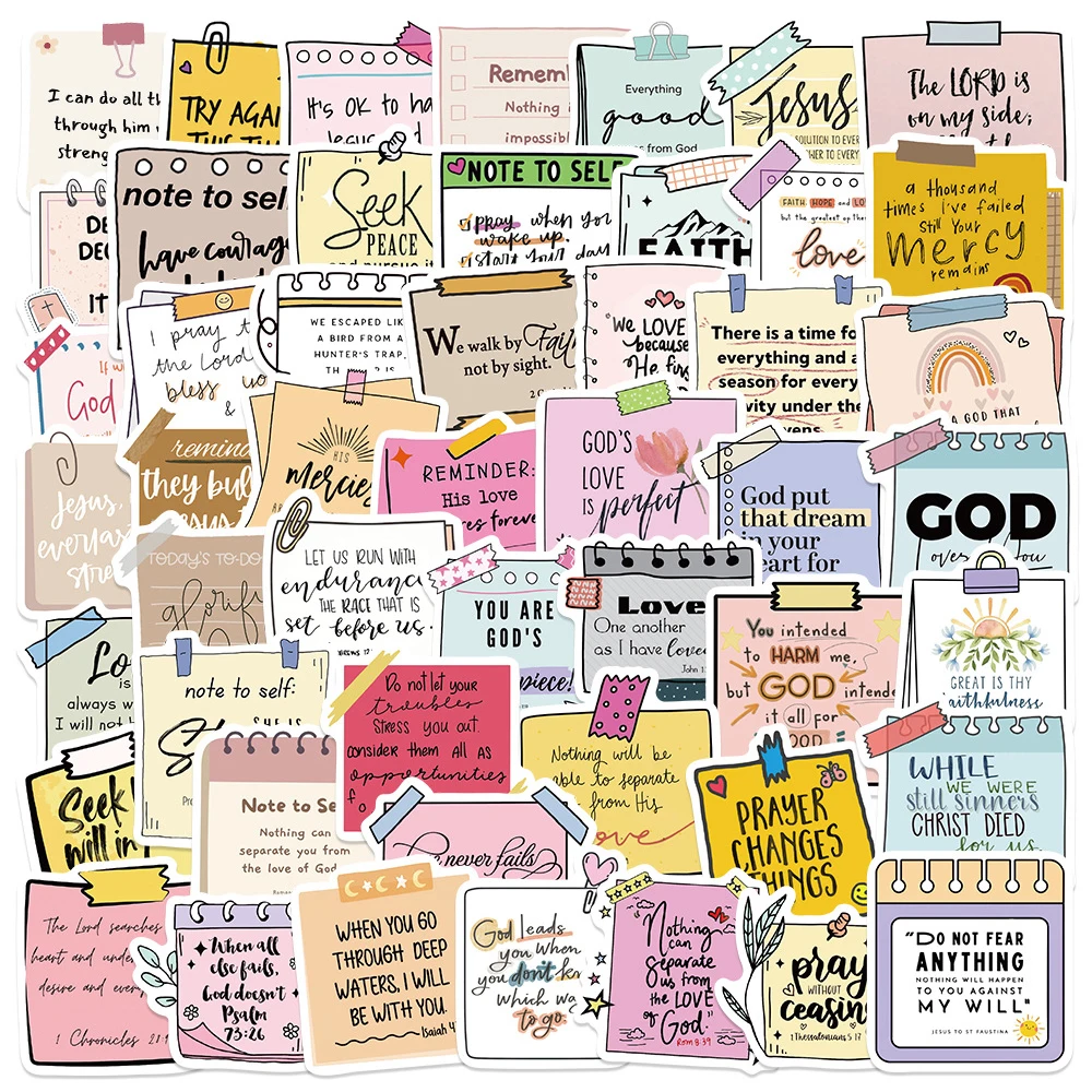 Inspirational Bible Verse Quote Stickers - Decorative DIY Decals