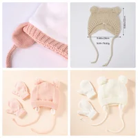 Cute Knitted Pompom Baby Hat Thick Warm Girl Boy Beanie Winter Ear Warm Cap Kids Glove Hats Bonnet Muts for Newborn 6