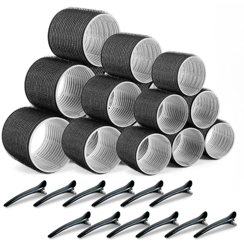 30PCS Heatless Hair Styling Kit Self-Grip Rollers 18Pcs Hair Rollers & 12Pcs Clips DIY Easy to Use Hair Care Beauty Tools