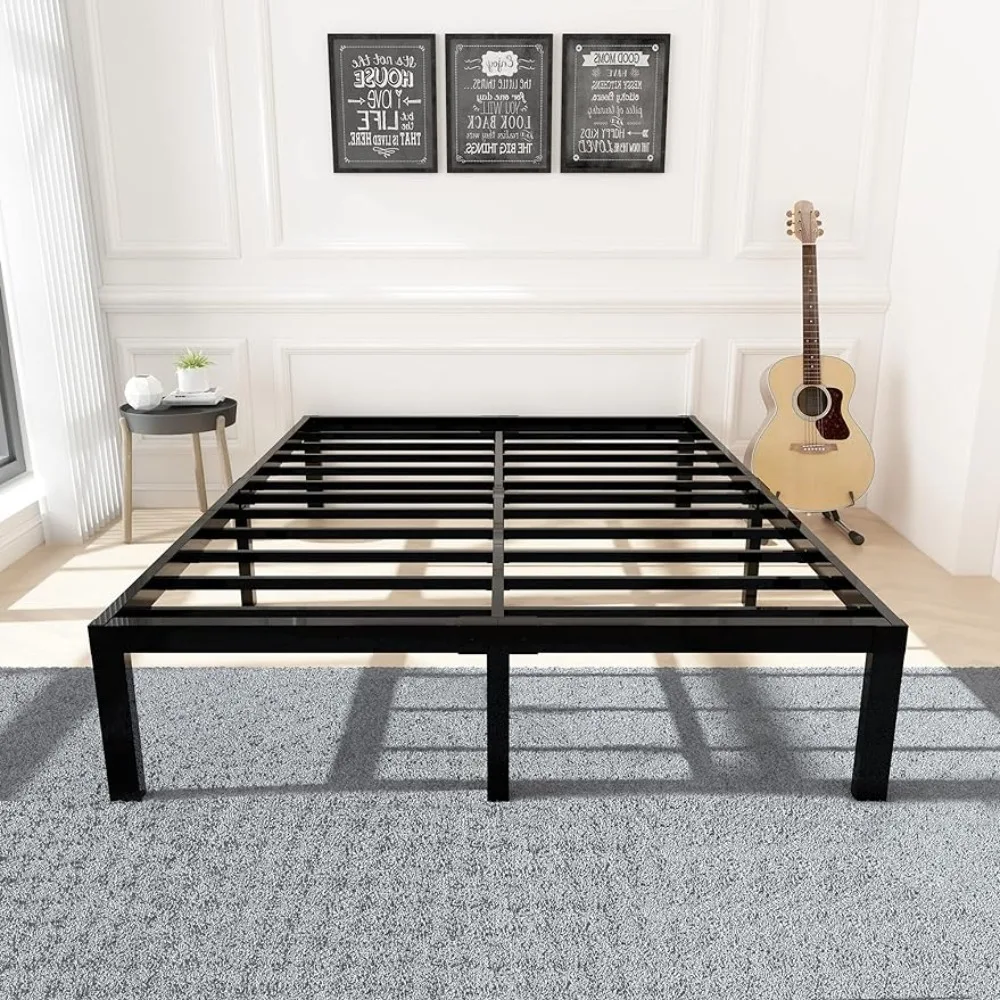 

14 Inch Sturdy Steel Slat Mattress Foundation, Metal Reinforced Platform Box Spring Replacement, Easy Assembly with Quick Lock