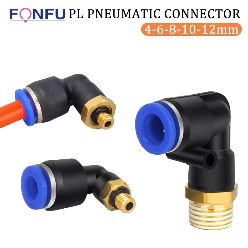 

50pcs PL Elbow Pneumatic Quick connector Fitting PL4 6 8 10 12mm-m5 1/4 3/8 1/2 1/8 BSP Male Thread hose OD Air Push In mount