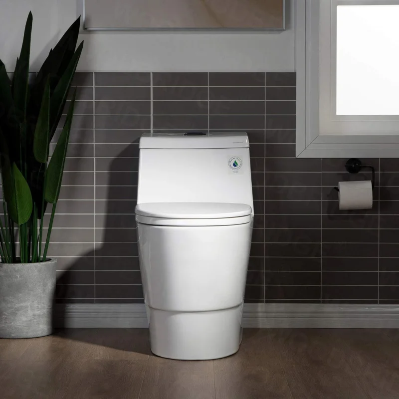 One Piece Toilet with Soft Closing Seat, Chair Height, 1.28 GPF Dual, Water Sensed, 1000 Gram MaP Flushing Score Toilet with Cho