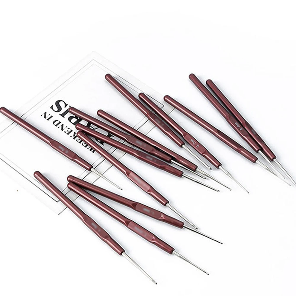 리디아 씨 4개/세트 크로셰 바늘 0.5인치 0.6인치 0.7인치 0.8mm 마이크로 바늘 가발 제작용 크로셰 락스 브레이드 위빙 바늘 도구