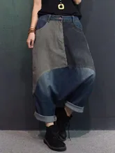  Women Loose Patchwork Denim Pants Jeans Ladies Striped Denim Truosers Female 2022 Loose Pants 