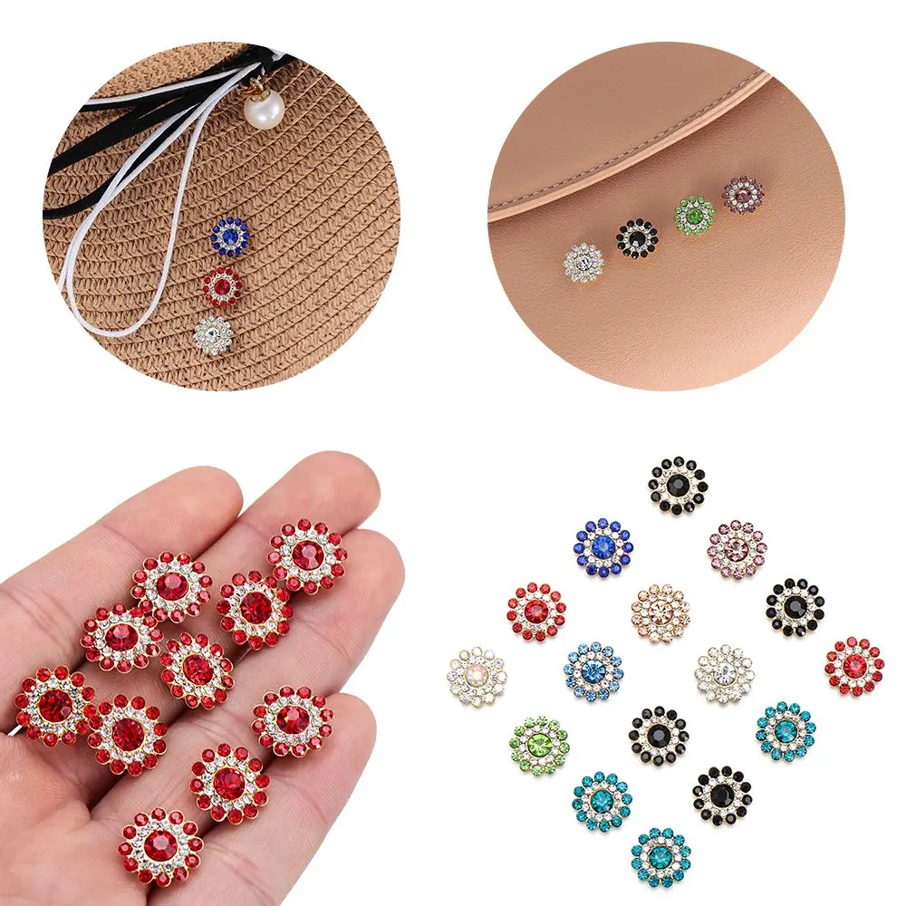 

10PCS 14mm Apparel Sewing Steel Bottom Sparkling Hat Accessories Rhinestone Buttons Crystal Glass Stone Clothes Decoration