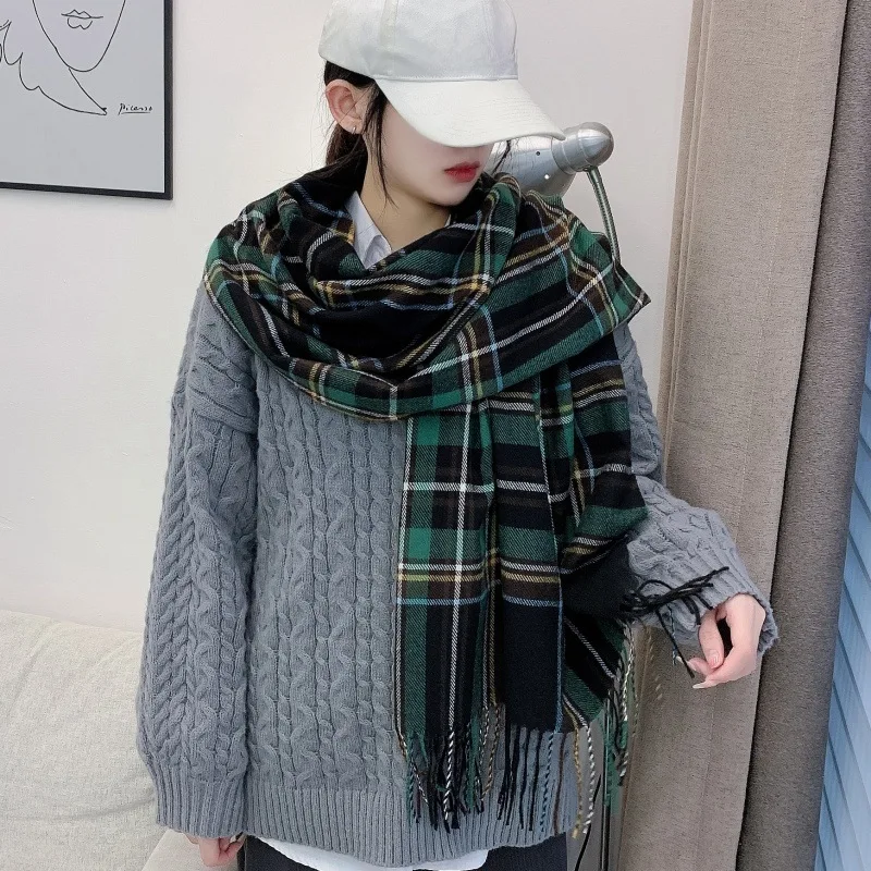 Britischer Kaschmir-karierter Schal für Damen, Vintage-Stil, Schal, Schals, Herbst-Winter, Quaste, Foulard, Bufanda, Weihnachtsschal, Geschenk – Detail 18