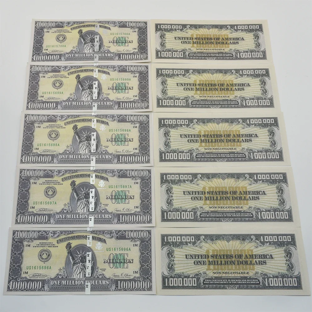 American One Million Dollar Banknote Collection 10PCS/100PCS Statue of Liberty Design UV Anti-counterfeiting Serial Number