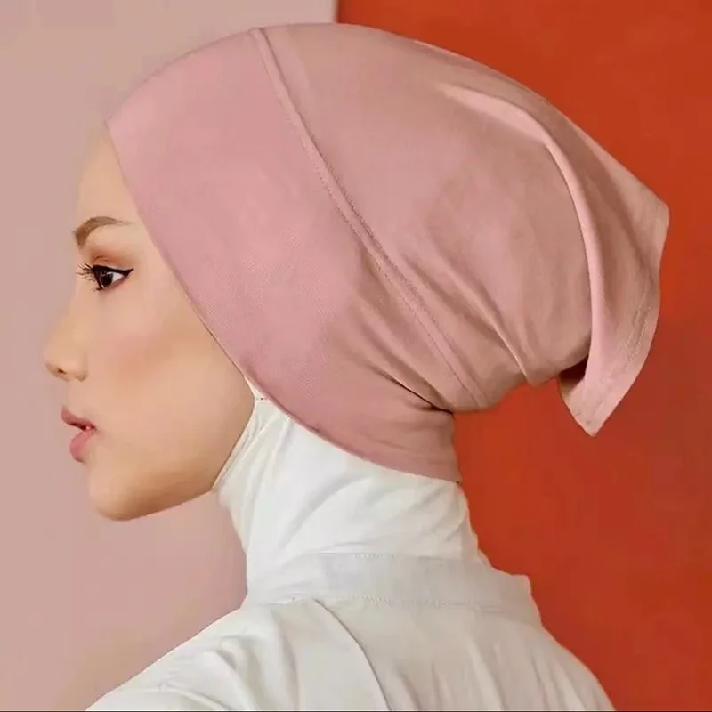 Soft Cotton Modal Bonnet Hijab Undercap For Muslim Woman Solid Color Inner Hijab Islamic Casual Elastic Caps 22*31cm muslim underscarf
