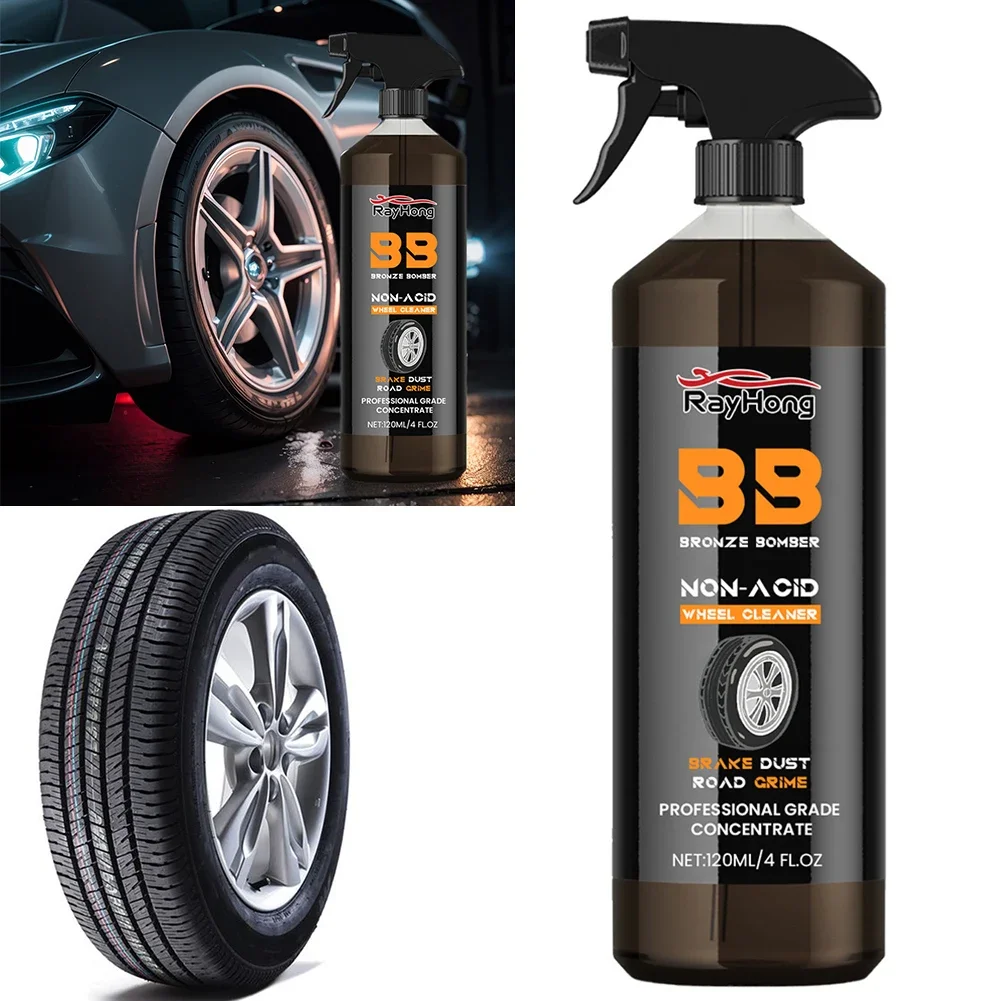 Tire Rim Cleaning Tool Powerful Wheel Cleaner 120ml Powerful Rim Brake Buster Spray Car Detailing Brake Dust Remover For Cleaning Wheels and Tires