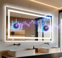 Extra Long Rectangle LED Bathroom Mirror with Bluetooth Speaker Front-lit and Backlight Vanity Mirror Smart Anti-fog 1