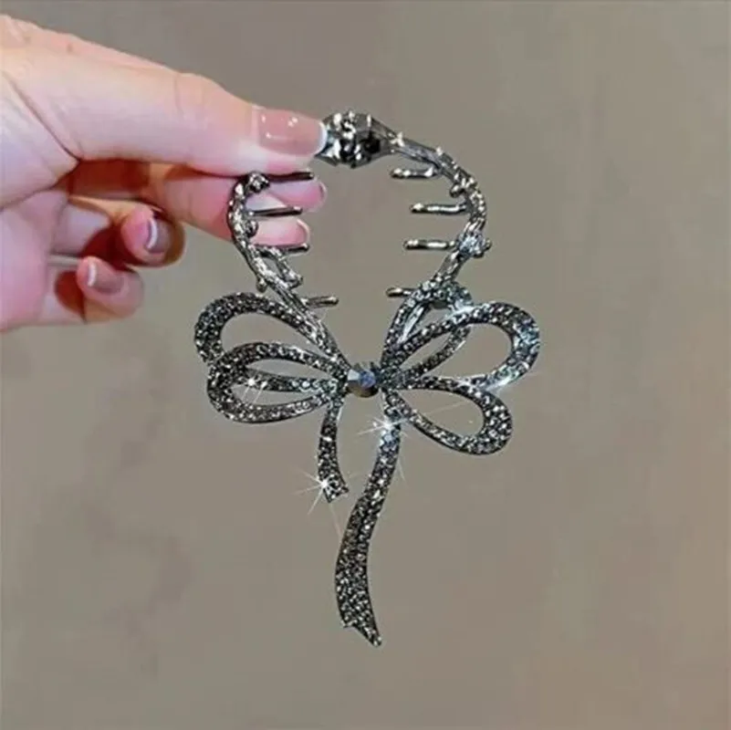 

Korean Rhinestone Bow Hair Claws Retro Bun Hair Clip Crab Women Barrettes Ponytail Holder Hairpins Fashion Hair Accessories