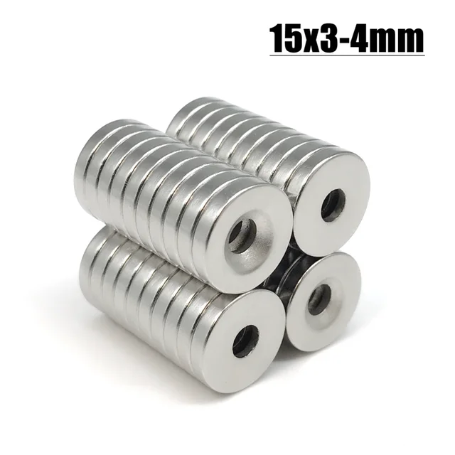 2 ~ 500 Stück 15x3-4mm Scheiben ring magnet 15x3mm Loch 4mm kleine runde  Senk magnete