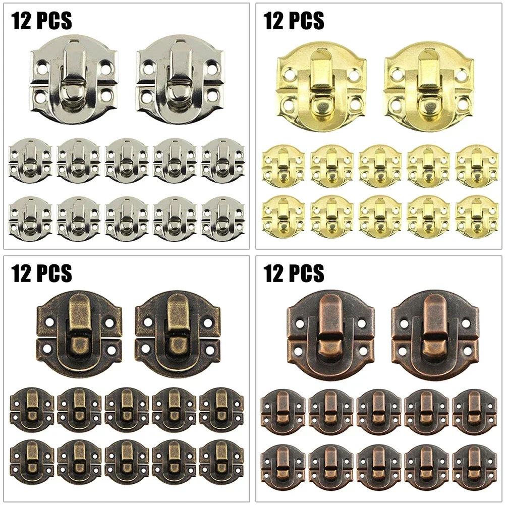 ALLGOOD 5/12 Set Latch Hasps Jewelry Box Hasp Clasp Suitcase Wood Chest Cabinet Decorative Lock Latch Furniture Buckle Clasp