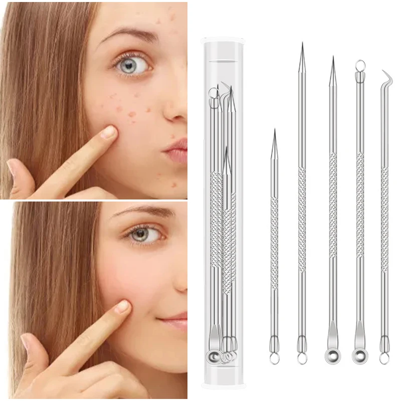 Stainless Steel Pimple Needle Double Head Acne Hook Pimple Squeeze Blackheads Whiteheads Remover Skin Care Women Beauty Set Tool facial beauty instrument blackhead remover skin tag remover blackhead instrument