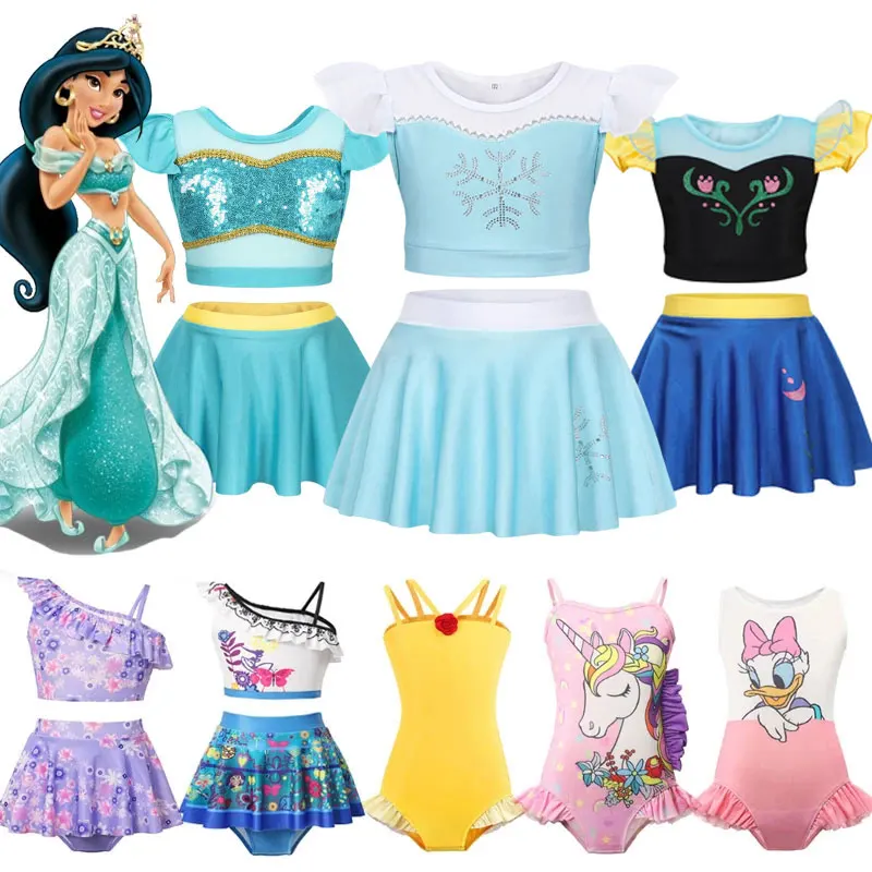 thumbnail image 2 of Disney-traje de baño de Jasmine y Elsa para niña, conjunto de Bikini de unicornio, Isabela, Mirabel, sirena, Ariel, novedad, 2 of 5