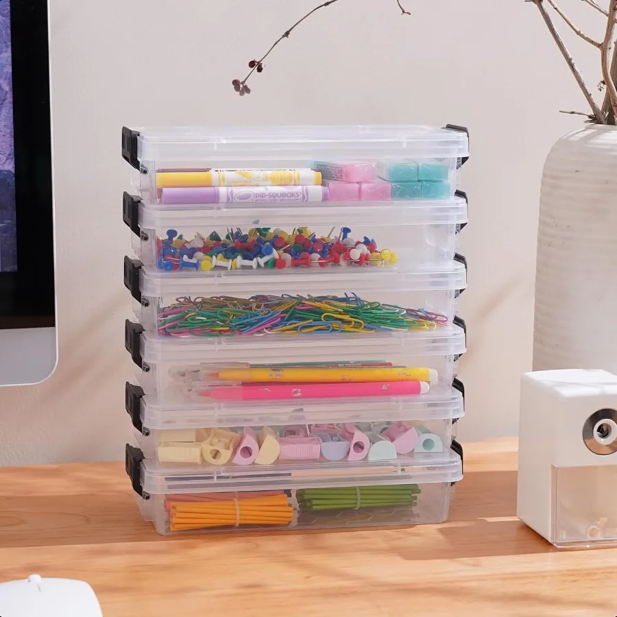 Clear Plastic Pencil Box with Latching Lid